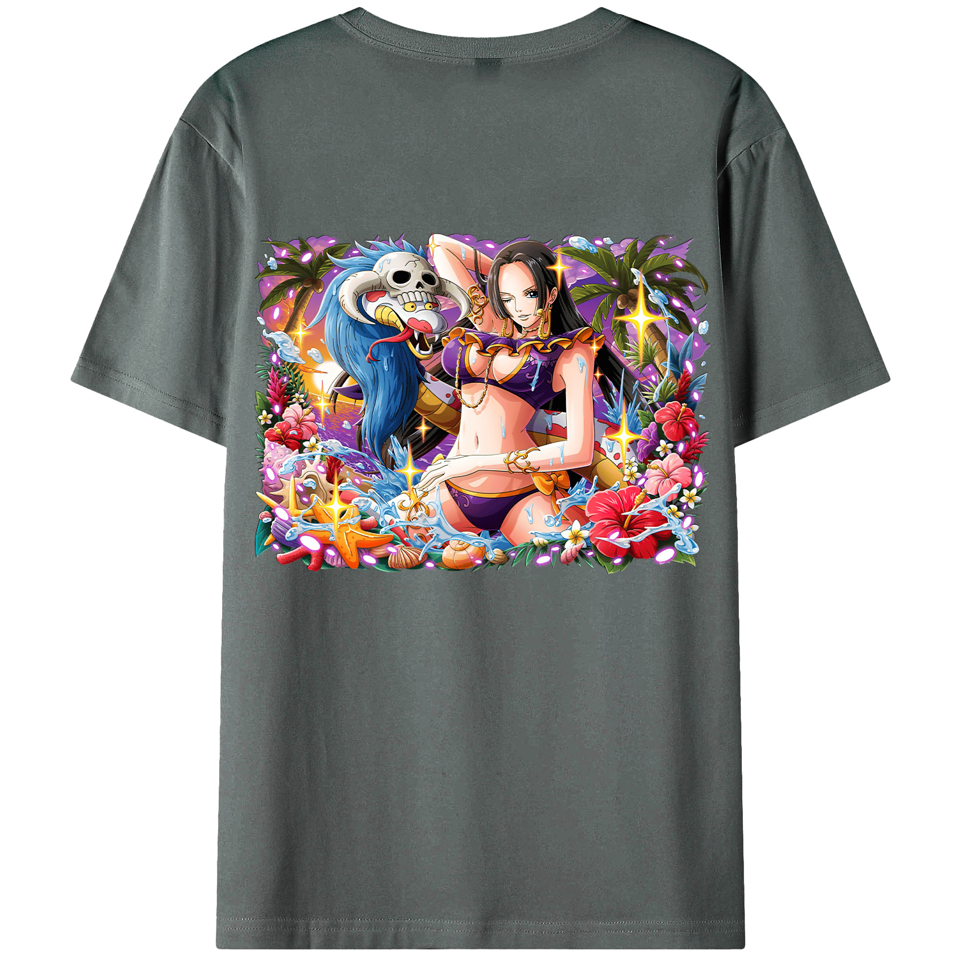 ワンピース ボア・ハンコック ONE PIECE Boa·Hancock 綿100％ メンズ半袖Tシャツ（バックプリント） 通気性